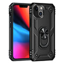 Shockproof TPU + PC Ring Holder Phone Case For iPhone 14 (Black)