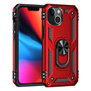 Shockproof TPU + PC Ring Holder Phone Case For iPhone 14 (Red)