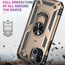 Shockproof TPU + PC Ring Holder Phone Case For iPhone 14 (Gold)
