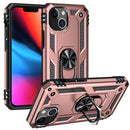 Shockproof TPU + PC Ring Holder Phone Case For iPhone 14 (Rose Gold)