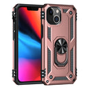 Shockproof TPU + PC Ring Holder Phone Case For iPhone 14 (Rose Gold)