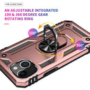 Shockproof TPU + PC Ring Holder Phone Case For iPhone 14 (Rose Gold)