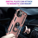 Shockproof TPU + PC Ring Holder Phone Case For iPhone 14 (Rose Gold)