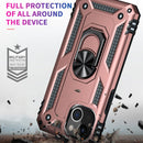 Shockproof TPU + PC Ring Holder Phone Case For iPhone 14 (Rose Gold)