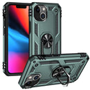Shockproof TPU + PC Ring Holder Phone Case For iPhone 14 (Green)