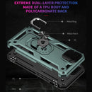 Shockproof TPU + PC Ring Holder Phone Case For iPhone 14 (Green)