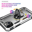 Shockproof TPU + PC Ring Holder Phone Case For iPhone 14 (Silver)