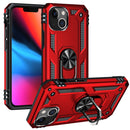 Shockproof TPU + PC Ring Holder Phone Case For iPhone 14 Max (Red)