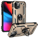 Shockproof TPU + PC Ring Holder Phone Case For iPhone 14 Max (Gold)