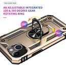 Shockproof TPU + PC Ring Holder Phone Case For iPhone 14 Max (Gold)