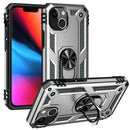 Shockproof TPU + PC Ring Holder Phone Case For iPhone 14 Max (Silver)