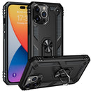 Shockproof TPU + PC Ring Holder Phone Case For iPhone 14 Pro Max (Black)