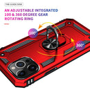 Shockproof TPU + PC Ring Holder Phone Case For iPhone 14 Pro Max (Red)