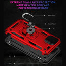 Shockproof TPU + PC Ring Holder Phone Case For iPhone 14 Pro Max (Red)