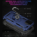Shockproof TPU + PC Ring Holder Phone Case For iPhone 14 Pro Max (Blue)