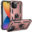 Shockproof TPU + PC Ring Holder Phone Case For iPhone 14 Pro Max (Rose Gold)