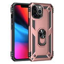 Shockproof TPU + PC Ring Holder Phone Case For iPhone 14 Pro Max (Rose Gold)