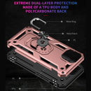 Shockproof TPU + PC Ring Holder Phone Case For iPhone 14 Pro Max (Rose Gold)