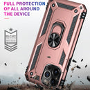 Shockproof TPU + PC Ring Holder Phone Case For iPhone 14 Pro Max (Rose Gold)