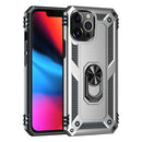 Shockproof TPU + PC Ring Holder Phone Case For iPhone 14 Pro Max (Silver)