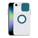 Sliding Camshield Ring Holder TPU Phone Case For iPhone SE 2022 / 2020 / 8 / 7(Dark Green)