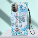 For Nokia G21 / G11 Colored Drawing Plain Weave Leather Phone Case(Tower Butterfly)