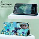 For Nokia G21 / G11 Colored Drawing Plain Weave Leather Phone Case(Heart Butterfly)