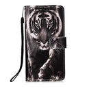 For Nokia G21 / G11 Colored Drawing Plain Weave Leather Phone Case(Black White Tiger)