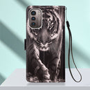 For Nokia G21 / G11 Colored Drawing Plain Weave Leather Phone Case(Black White Tiger)