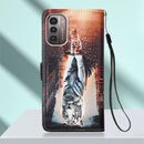 For Nokia G21 / G11 Colored Drawing Plain Weave Leather Phone Case(Cat And Tiger)
