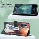For Nokia G21 / G11 Colored Drawing Plain Weave Leather Phone Case(Cat And Tiger)