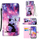 For Samsung Galaxy A23 4G&5G / F23 Colored Drawing Plain Weave Leather Phone Case(Panda Baby)