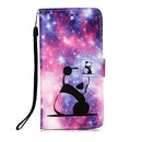 For Samsung Galaxy A23 4G&5G / F23 Colored Drawing Plain Weave Leather Phone Case(Panda Baby)