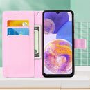 For Samsung Galaxy A23 4G&5G / F23 Colored Drawing Plain Weave Leather Phone Case(Panda Baby)