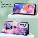For Samsung Galaxy A23 4G&5G / F23 Colored Drawing Plain Weave Leather Phone Case(Panda Baby)
