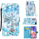 For Samsung Galaxy A23 4G&5G / F23 Colored Drawing Plain Weave Leather Phone Case(Tower Butterfly)