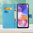 For Samsung Galaxy A23 4G&5G / F23 Colored Drawing Plain Weave Leather Phone Case(Tower Butterfly)