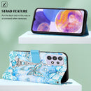 For Samsung Galaxy A23 4G&5G / F23 Colored Drawing Plain Weave Leather Phone Case(Tower Butterfly)