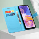 For Samsung Galaxy A23 4G&5G / F23 Colored Drawing Plain Weave Leather Phone Case(Tower Butterfly)