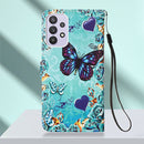 For Samsung Galaxy A23 4G&5G / F23 Colored Drawing Plain Weave Leather Phone Case(Heart Butterfly)