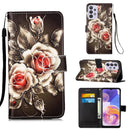 For Samsung Galaxy A23 4G&5G / F23 Colored Drawing Plain Weave Leather Phone Case(Rose)