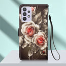 For Samsung Galaxy A23 4G&5G / F23 Colored Drawing Plain Weave Leather Phone Case(Rose)