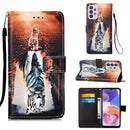 For Samsung Galaxy A23 4G&5G / F23 Colored Drawing Plain Weave Leather Phone Case(Cat And Tiger)