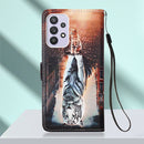 For Samsung Galaxy A23 4G&5G / F23 Colored Drawing Plain Weave Leather Phone Case(Cat And Tiger)