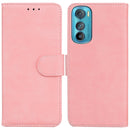 For Motorola Edge 30 Skin Feel Pure Color Flip Leather Phone Case(Pink)