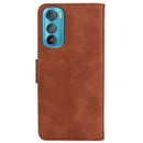 For Motorola Edge 30 Skin Feel Pure Color Flip Leather Phone Case(Brown)