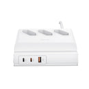 USAMS US-CC160 P1 65W 6 In 1 Super Silicon Fast Charging USB Extension Socket , EU Plug(White)