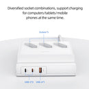 USAMS US-CC160 P1 65W 6 In 1 Super Silicon Fast Charging USB Extension Socket , EU Plug(White)