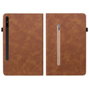 For Samsung Galaxy Tab S7 / S8 Skin Feel Solid Color Zipper Leather Tablet Case(Brown)