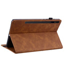 For Samsung Galaxy Tab S7 / S8 Skin Feel Solid Color Zipper Leather Tablet Case(Brown)